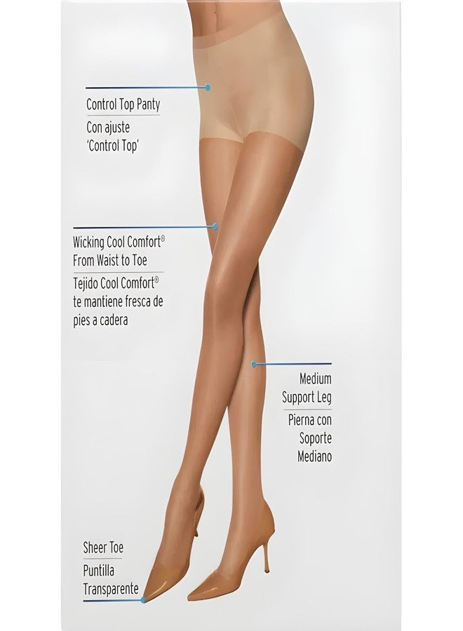 Bexter Control Top Sheer Pantyhose - Medium Support Leg - Size B Nude - 30 Denier - Wicking Cool Comfort Panty & Leg - 1 Pair - Image 2